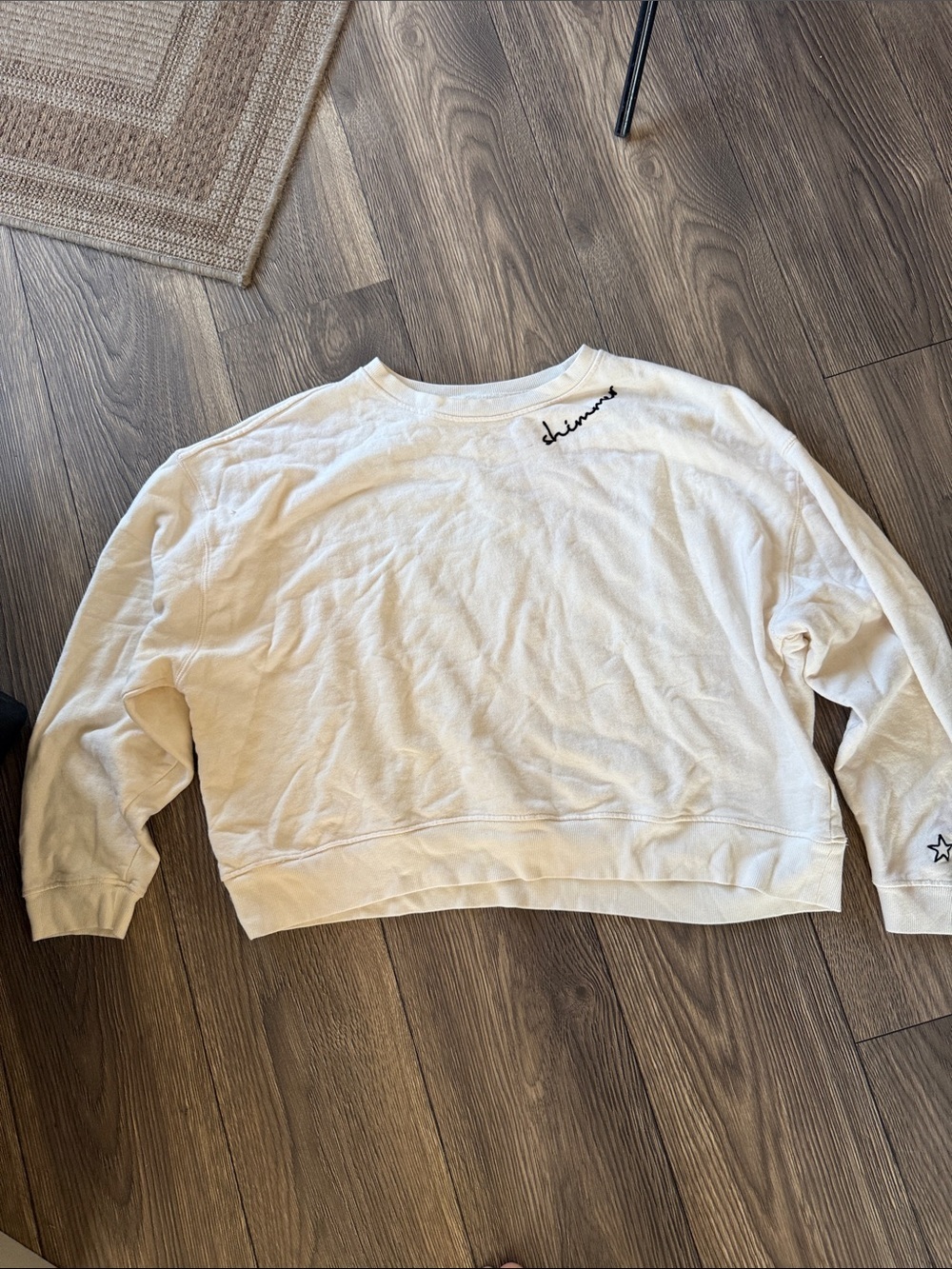 This cream Pilcro embroidered sweatshirt from Anthropologie features a "shimmer - Picture 4 of 12